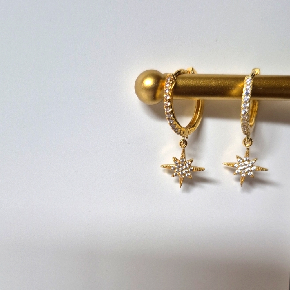 Gold Star Hoop Earrings